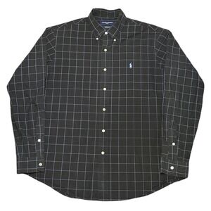 Polo Ralph Lauren Golf Long Sleeve Button Down Windowpane Plaid Cotton Men L